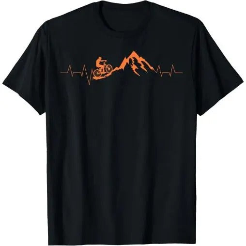 Mountain Bike Heartbeat Shirt | Cute Bike Heartbeat Tee Gift T-Shirt Made in USA
