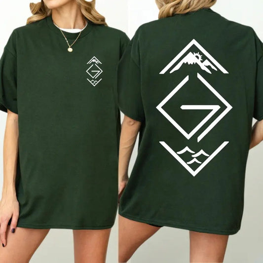 Mountain and Wave Graphic Tee - Modern Design for Casual Style, Unisex Comfort for Everyday Wear