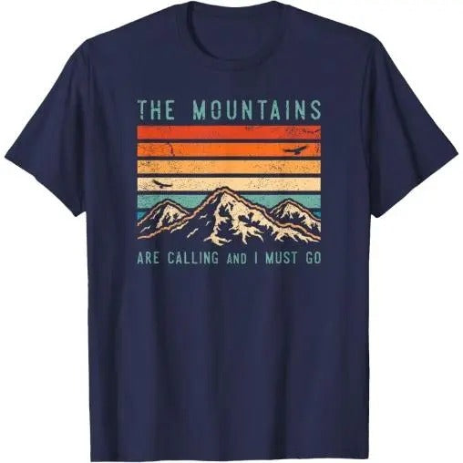 Mountains are Calling & I Must Go Retro Vintage 80s Mountain T-Shirt Made in USA