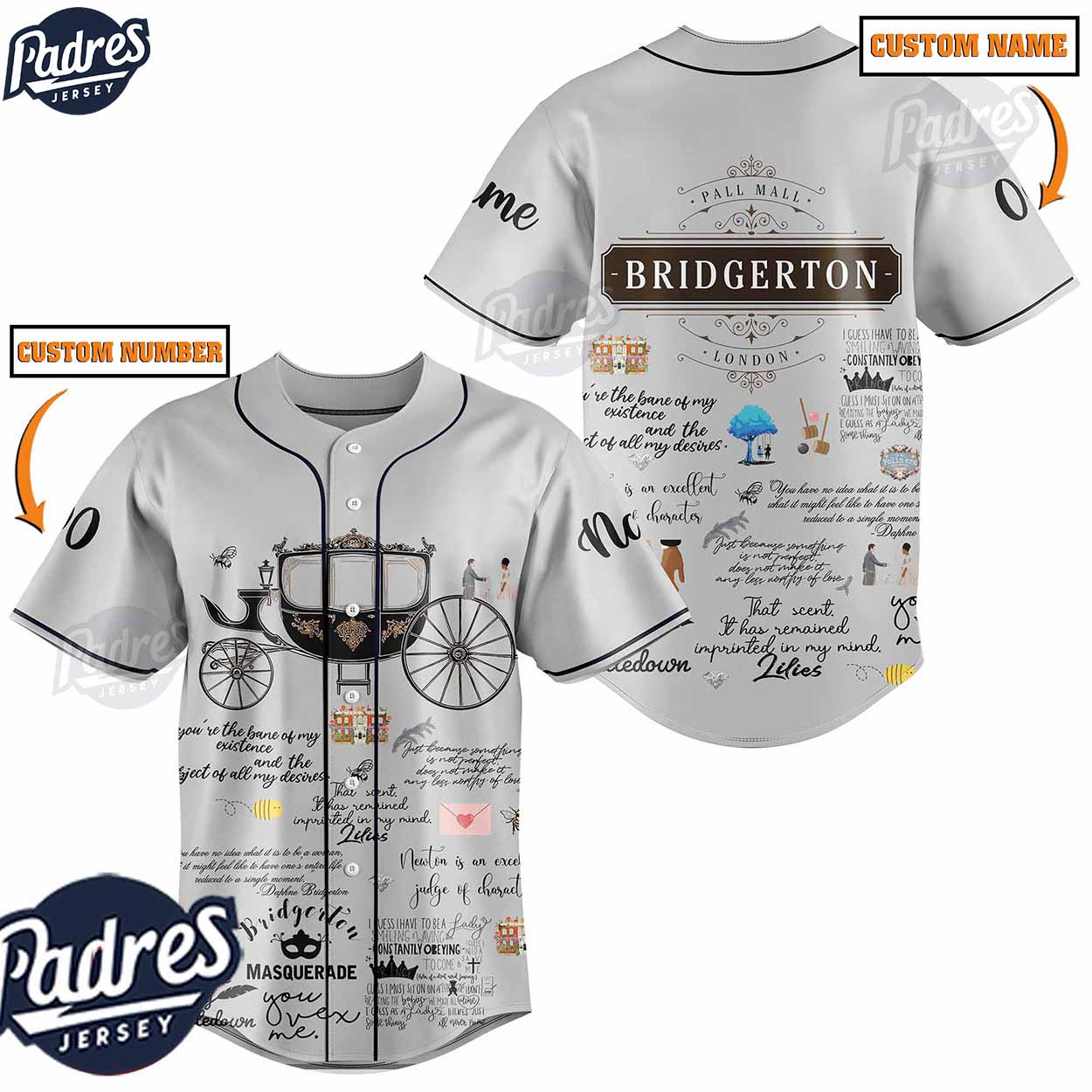 Movie Bridgerton Pall Mall Custom Baseball Jersey - Padres Jersey Oasis: Elevate Your Baseball Style Game
