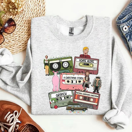 Movie Christmas Sweatshirt, Vintage Christmas Movie Sweatshirt, Cute Christmas Shirt, Funny Christmas T Shirt, Christmas Movies Caset Design, Retro christmas, Christmas for women, Unisex hoodie