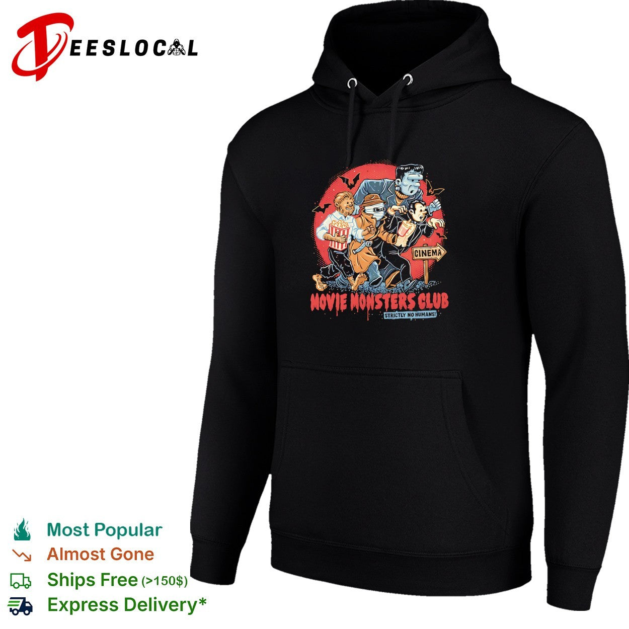 Movie Monsters Club wolfman mummy Frankenstein Dracula strictly no humans cinema shirt