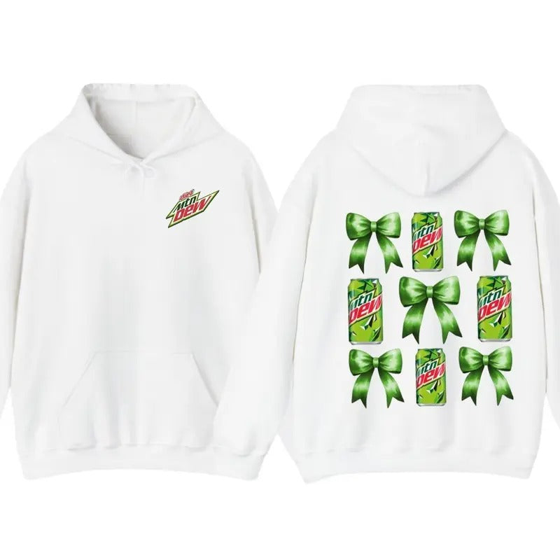 Mtn Dew Bows Valentine 2 Sided Hoodie T-Shirt, Mtn Dew Drink Soda, Unisex Hoodie