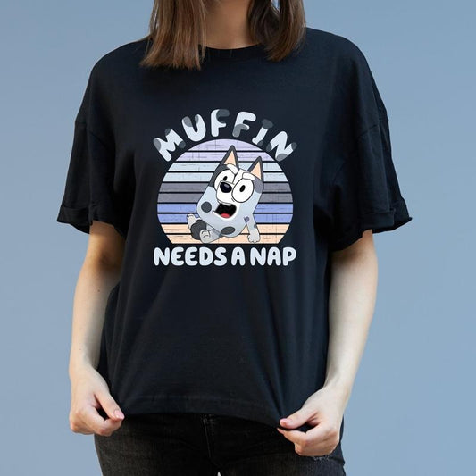 Muffin Needs A Nap Shirt | Blue Dog Mother's Day Shirt, TRENDING Retro Mom Bluey Sweatshirt, Retro Chilli Heeler Shirt,...