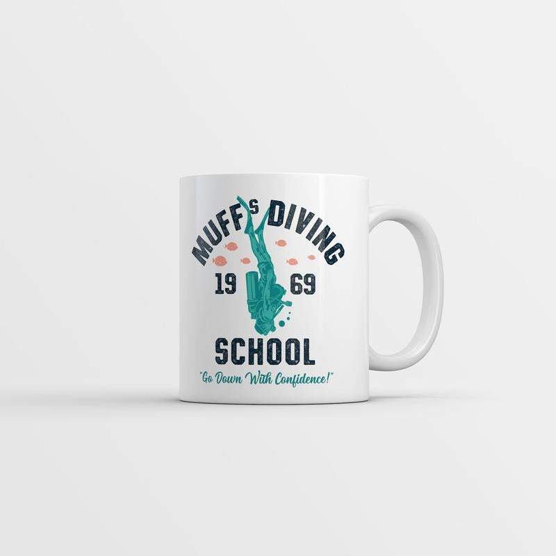 Muffs Diving School Mug Funny Sarcastic Novelty Joke Coffee Cup-11oz Funny Coffee Mugs Ceramic Printed Drinkware Cup