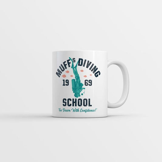 Muffs Diving School Mug Funny Sarcastic Novelty Joke Coffee Cup-11oz Funny Coffee Mugs Ceramic Printed Drinkware Cup