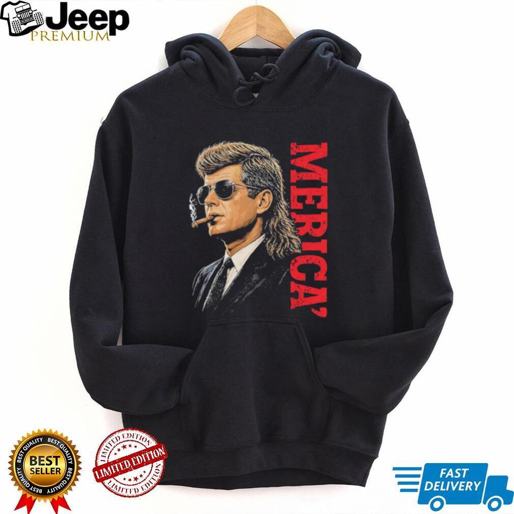 Mullet JFK Merica Sunglasses Cigar Patriotic USA T Shirt