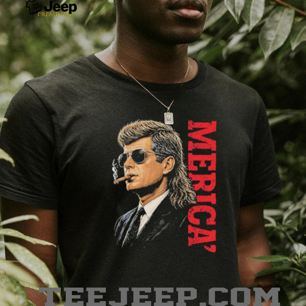 Mullet JFK Merica Sunglasses Cigar Patriotic USA T Shirt