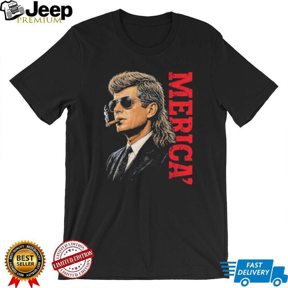 Mullet JFK Merica Sunglasses Cigar Patriotic USA T Shirt