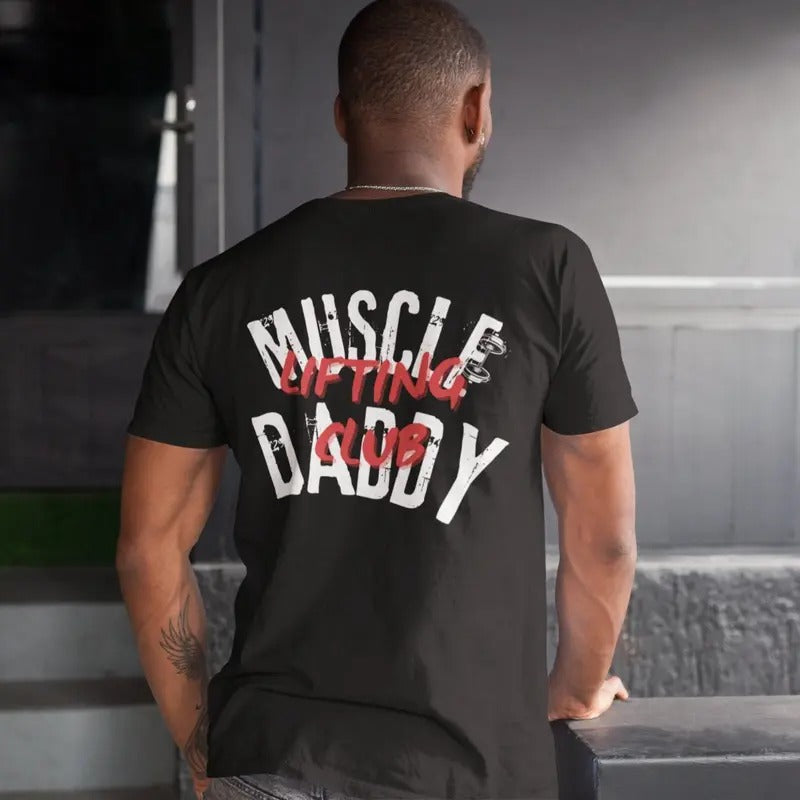 Muscle Daddy Gym Pump Cover Oversized Tshirt Gift For Him Weightlifting Cardio Bodybuilding Tshirt  Husband Gift For Gym...