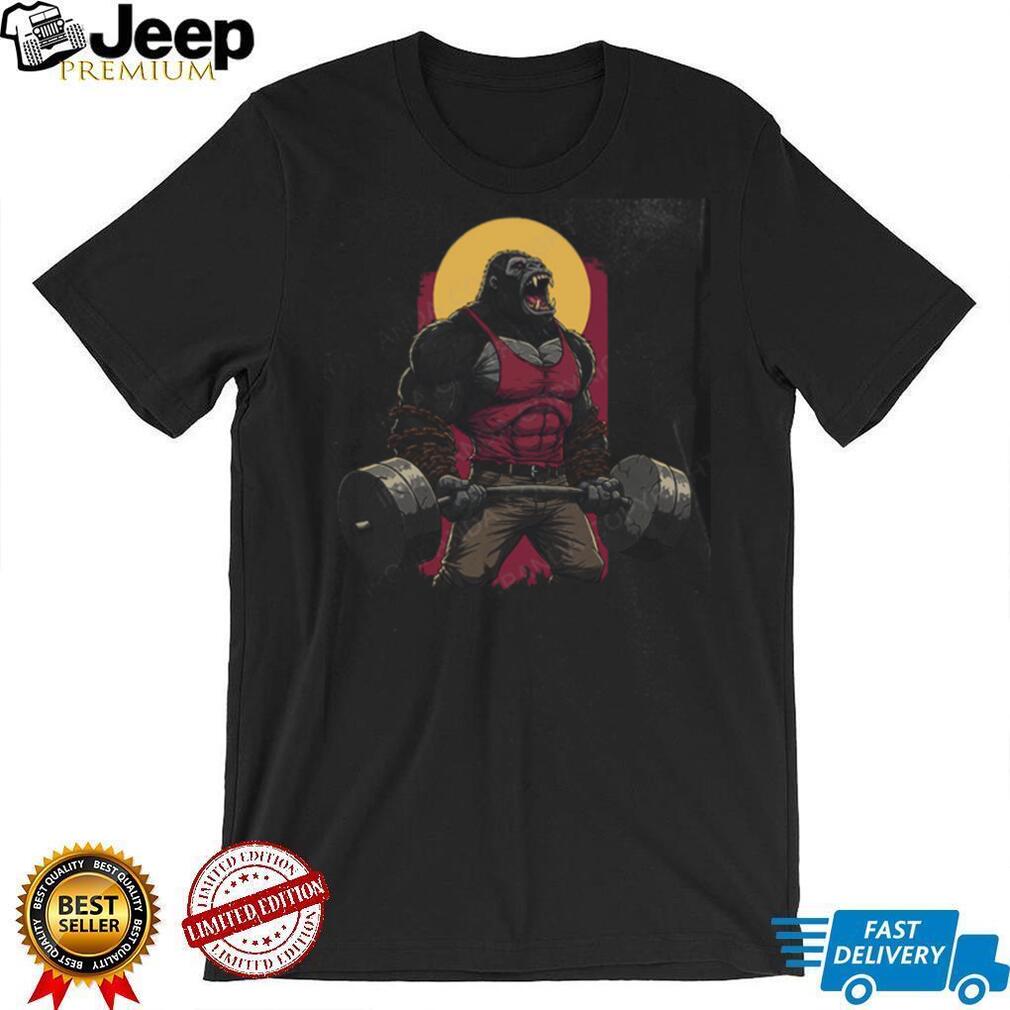Muscle Gorilla Barbell Curl Gym T Shirt