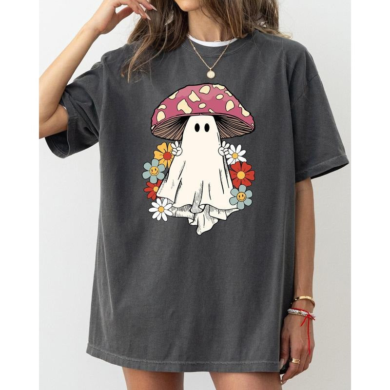 Mushroom Ghost, Skeleton, Spooky, Funny, Witch, Aesthetic, Meme, Halloween, Costume, Tshirt, Women's, Comfort Colors Tee, Spooky, Tshirt, Witch, Pumpkin, Ghost, Skeleton