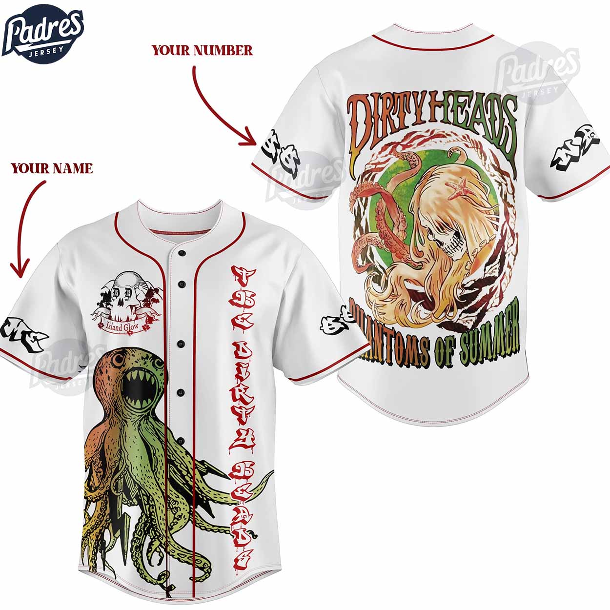 Music Dirty Heads Phantoms Of Summer Custom Baseball Jersey - Padres Jersey Oasis: Elevate Your Baseball Style... (Image 1)