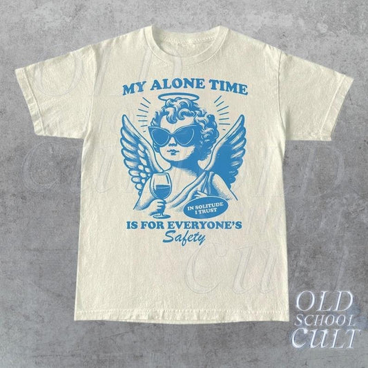 My Alone Time Is for Everyones Safety Vintage T-Shirt, Retro 80s Unisex Adult T Shirt, Vintage Graphic T Shirt, Nostalgia Tee , Funny Gifts