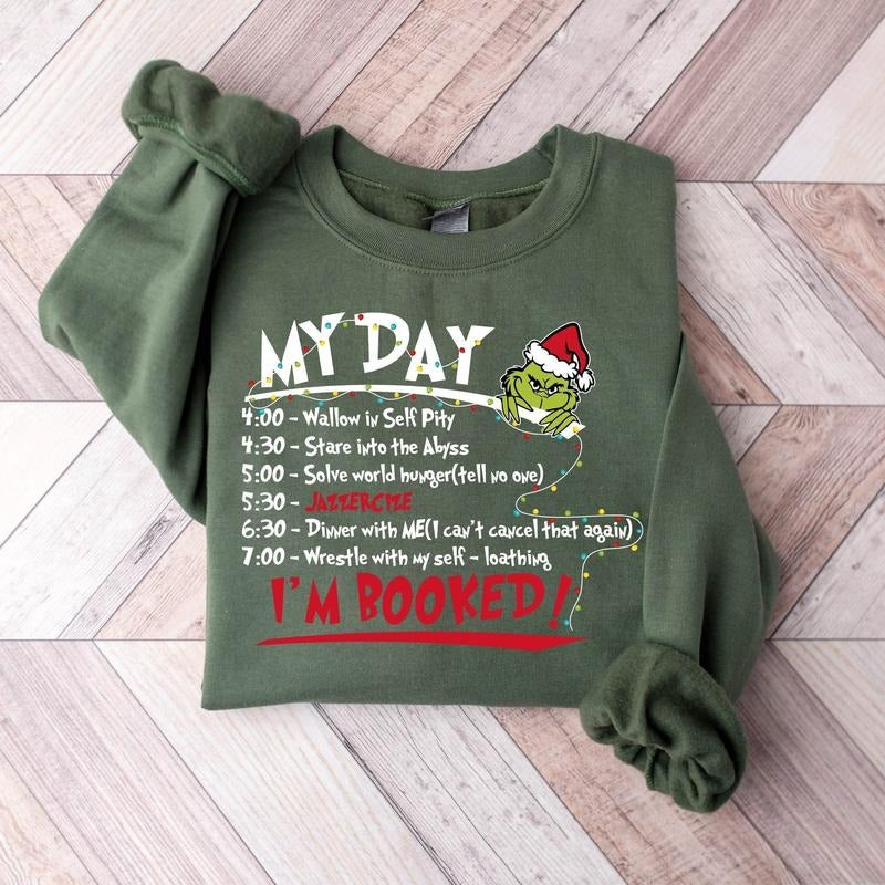 My Day I'm Booked Sweatshirt, Christmas Schedule Crewneck, Christmas Lights Shirt, Women's Christmas Sweater, Christmas...