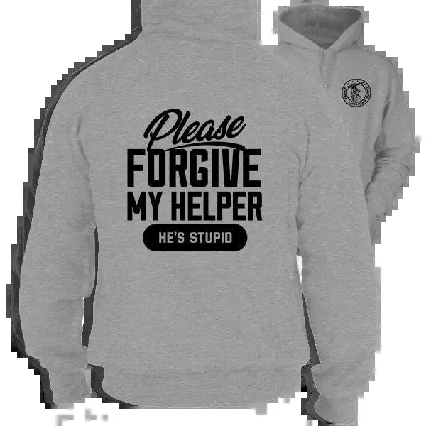 My Helper -  Heather Gray Hoodie Work Gear - Cotton Poly Premium Blend - Funny, Sarcastic Designs For Blue Collar Workers  Fabric Menswear Polyester Sweatshirt Thick Top Day Layer Underwear Streetwear Clothing Jacket