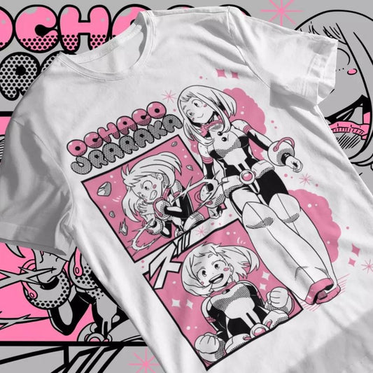 My Hero Academia T-Shirt & Sweatshirt, Ochaco Uraraka Graphic Tee, Anime Manga Lover Gifts Ball Cotton