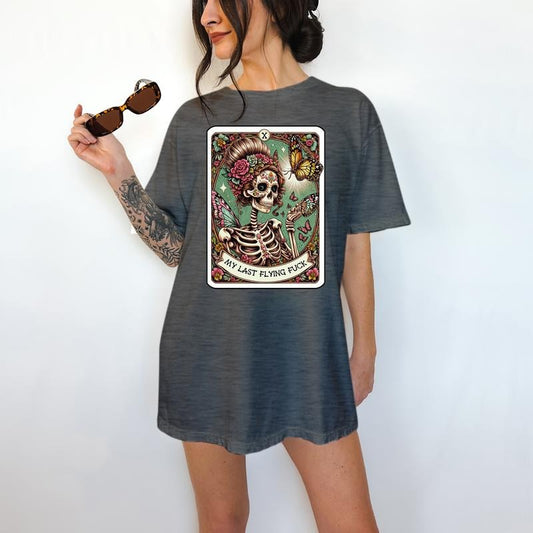 My Last Flying F Tarot Card - T-Shirt, chancla, Bright Graphic, Funny Apparel, Gift Idea, Relaxed Fit, Casual Apparel, Cute Top, Great with Jeans, All Seasons, Fun Style, Comfortable Shirt