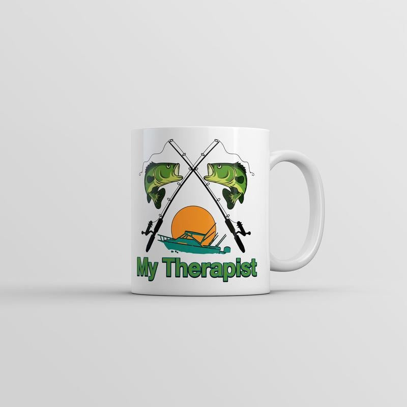 My Therapist Mug Funny Sarcastic Fishing Coffee Cup-11oz Funny Coffee Mugs Ceramic Printed Drinkware Cup