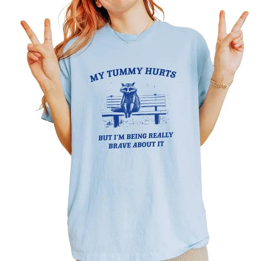 My Tummy Hurts, Trash Panda, Gifts For Her, Unisex Short Sleeve Tee Shirt, Valentine's Day Presents, Gifts For Valentines Day Vday Lovers Day