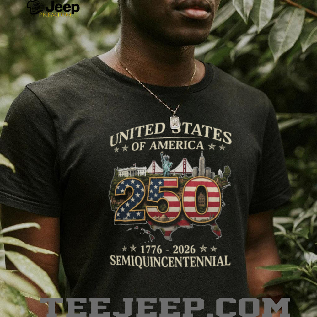 USA Semiquincentennial 250 Years 1776 2026 Landmark Map T Shirt