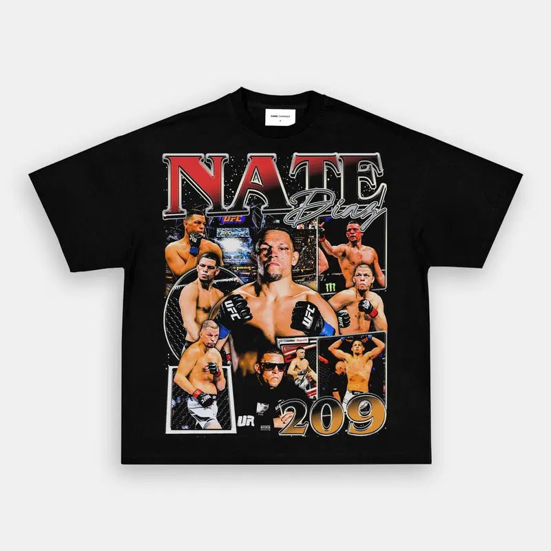NATE DIAZ TEE, Boxing T-shirt, Boxer Tee, UFC Tee, Sports Shirt, Athletic Tee, Fitness Gift, Workout T-shirt, Gift for Him Gift For Her Hoodie Sweatshirt Crewneck Clothing Cotton Menswear Top Polyester Underwear Gamis Clothe Streetwear Shortsleeve