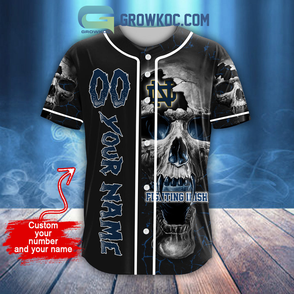 NCAA Notre Dame Fighting Irish Personalized Skull Design Baseball Jersey