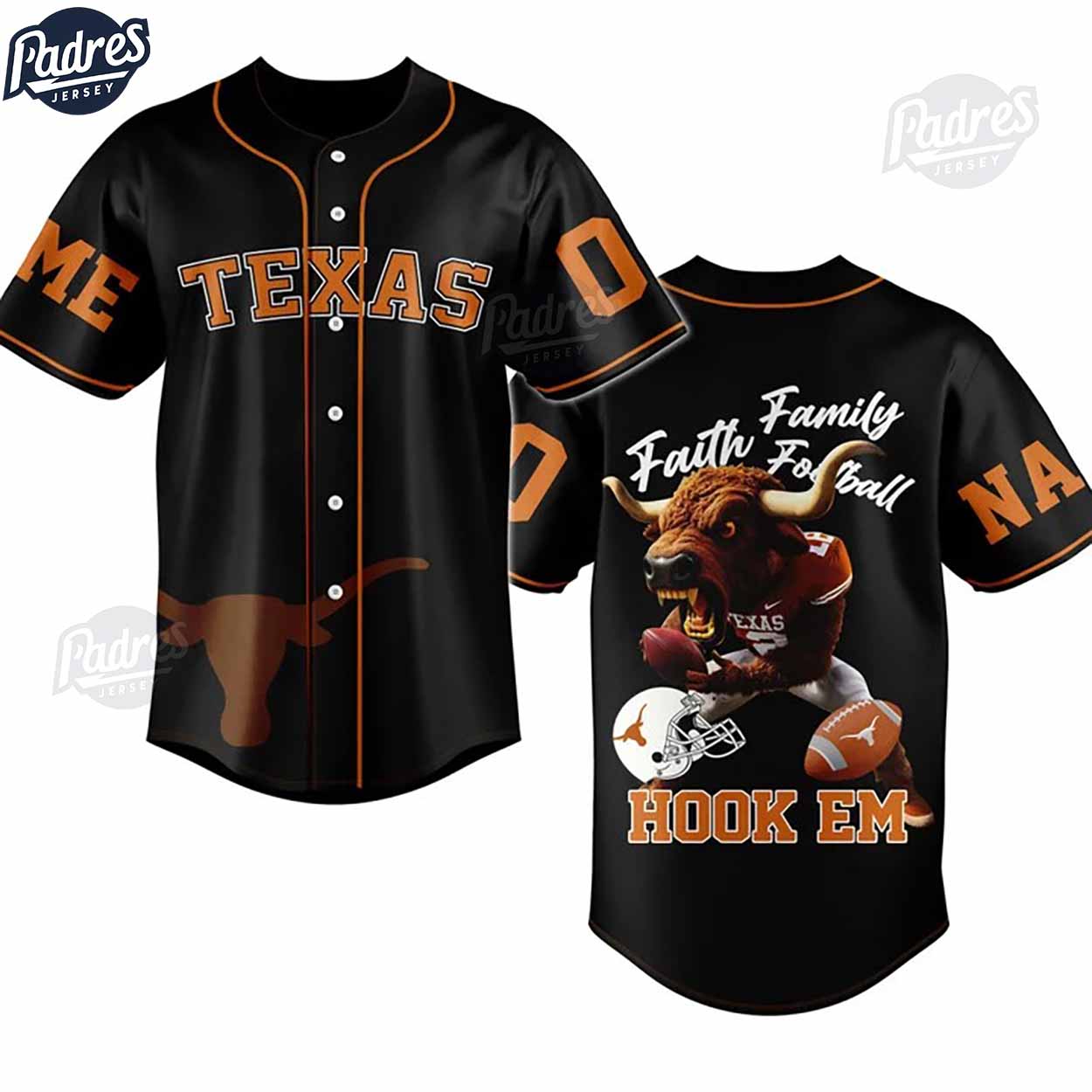 NCAA Texas Longhorns Football Custom Baseball Jersey - Padres Jersey Oasis: Elevate Your Baseball Style Game... (Image 1)