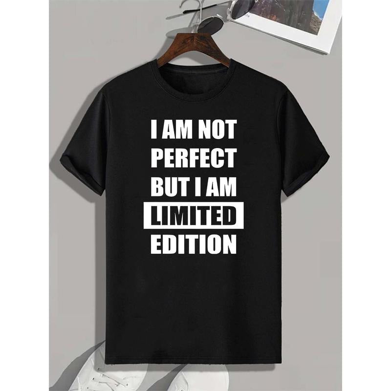 NOT PERFECT BUT LIMITED EDITION Print Tee Shirt, Tees For Men, Casual Short Sleeve T-shirt For Summer MADE IN USA