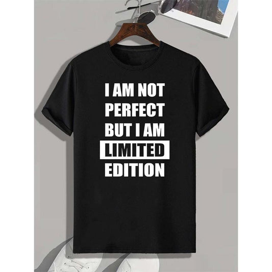 NOT PERFECT BUT LIMITED EDITION Print Tee Shirt, Tees For Men, Casual Short Sleeve T-shirt For Summer MADE IN USA