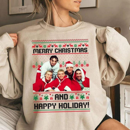 NSYNC Merry Christmas, Nsync Christmas Sweatshirt, Retro Ugly Christmas Sweatshirt, 90s Christmas Sweatshirt, Holiday Sweatshirts