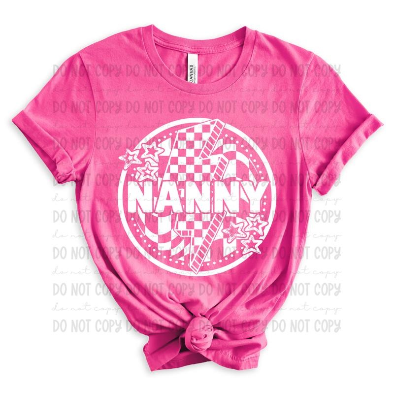 Nanny Checkered Bolt Circle DTF Transfers - THIS IS NOT A SHIRT Hoodie, Sweatshirt | WearSparks.com