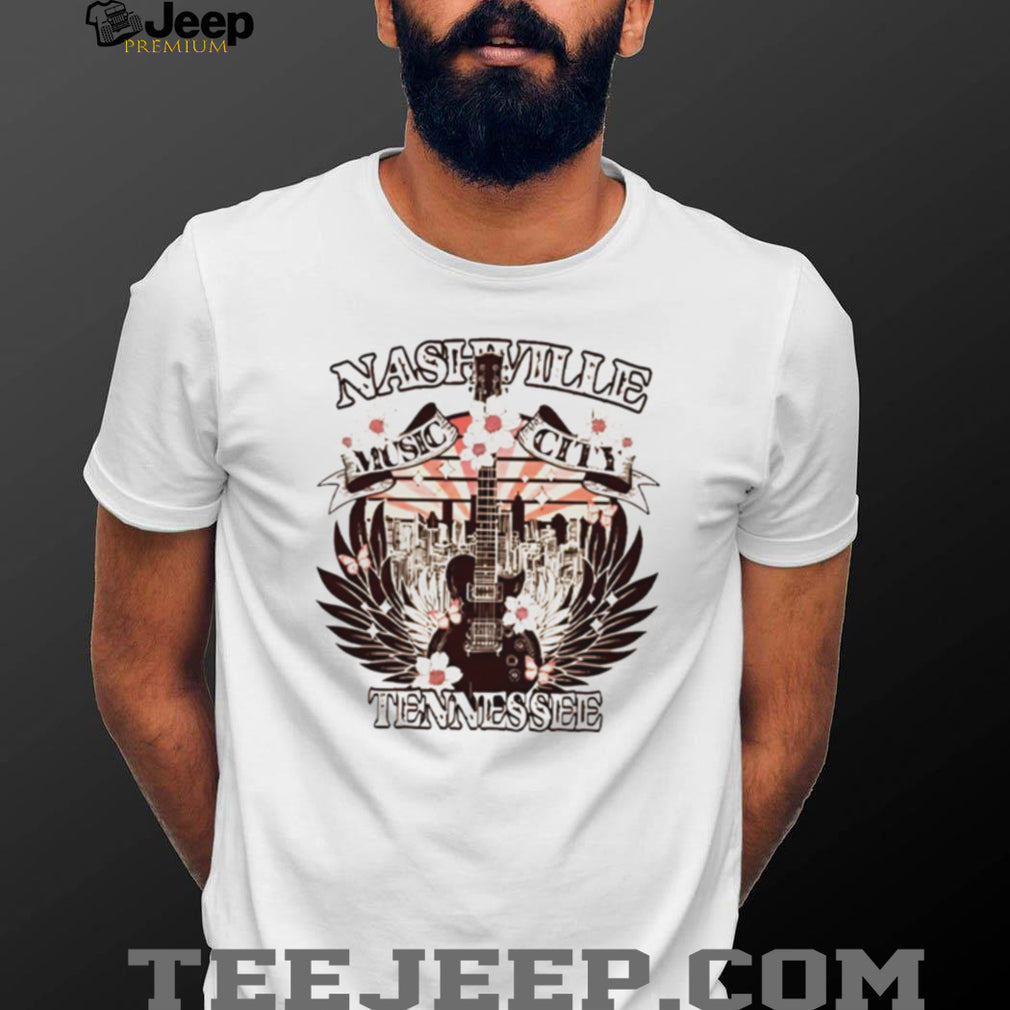 Nashville Music City Tennessee Guitar Skyline Travel T Shirt