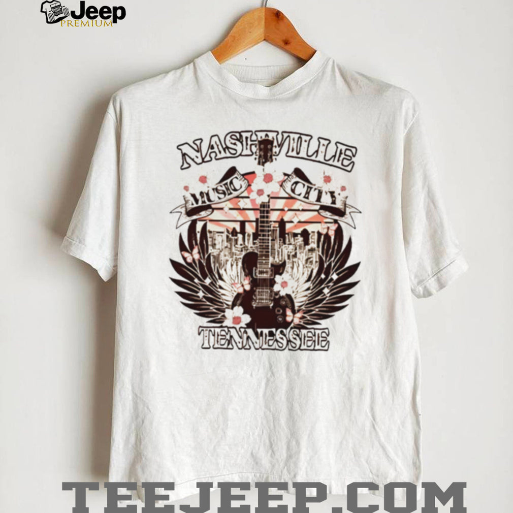 Nashville Music City Tennessee Guitar Skyline Travel T Shirt
