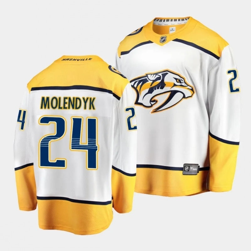 Nashville Predators #24 tanner molendyk away white jersey 2023 nhl draft