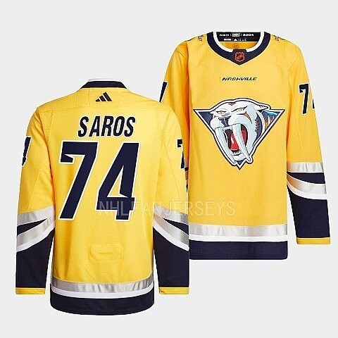 Nashville Predators #74 juuse-saros-yellow-2022reverse-retro-2.0-authentic-primegreen-jersey_conew1