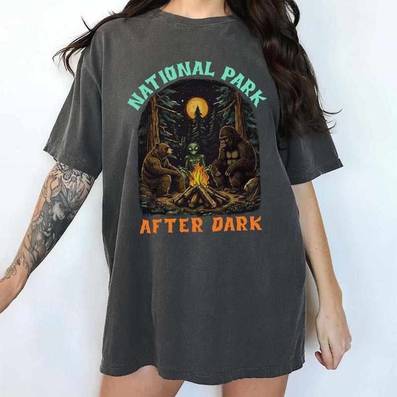 National Park After Dark Comfort Colors Shirt, Wilderness Night Adventure T-shirt, Dark Park Explorer Tee, Spooky Campfire Tales Outfits