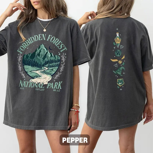 National Park Wizard Comfort Colors Shirt, Forbidden Forest Shirt, Spicy Booktok, HP Inspired Wizarding World T-Shirt, Bookish Shirt, Full Color, For Men, For Women, Casual, Classic Fashion, Tee Print