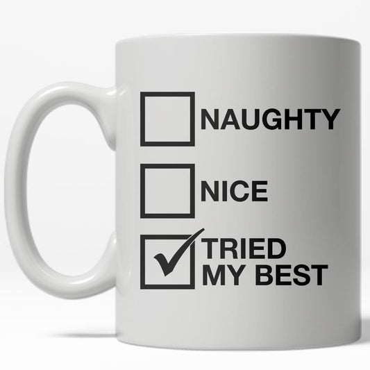 Naughty Or Nice List Mug Funny Chirstmas Holiday Season Coffee Cup - 11oz Funny Coffee Mugs Ceramic Printed Drinkware Cup