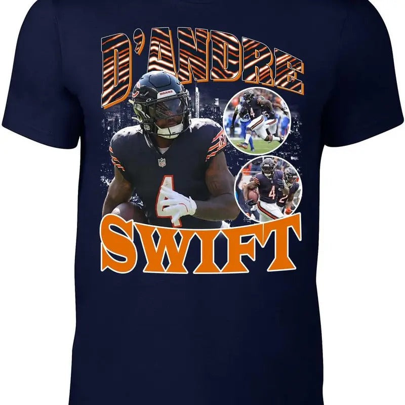 Navy Chicago D'Andre Swift Bootleg Style T-Shirt Hoodie, Sweatshirt | WearSparks.com