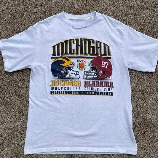 Ncaa Football Michigan Vs Alabama Fedex Orange Bowl T-Shirt, Football Retro Tshirt, Teams Football Tshirt, Vintage Graphic Tee for Men, for Women, Sport Tee