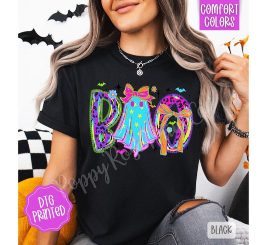Neon Boo Comfort Colors, Trendy Women's Halloween Tshirt