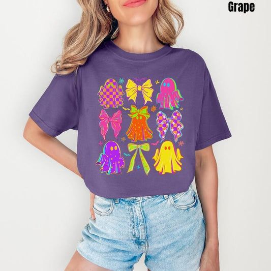 Neon Ghost & Bow Collage Comfort Colors T-Shirt 'NLB'