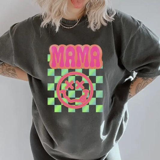 Neon Mama Graphic Shirt, Comfort Colors, Retro Mama Shirt, Women's Band Graphic Tee, Casual Comfy Graphic