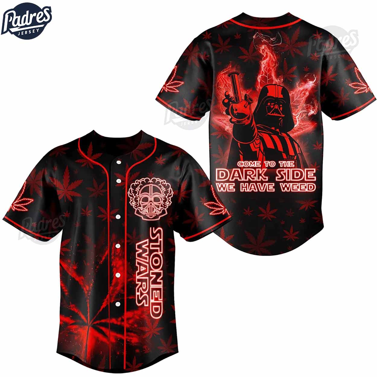Neon Marijuana Starwars Darth Vader Baseball Jersey Style - Padres Jersey Oasis: Elevate Your Baseball Style... (Image 1)