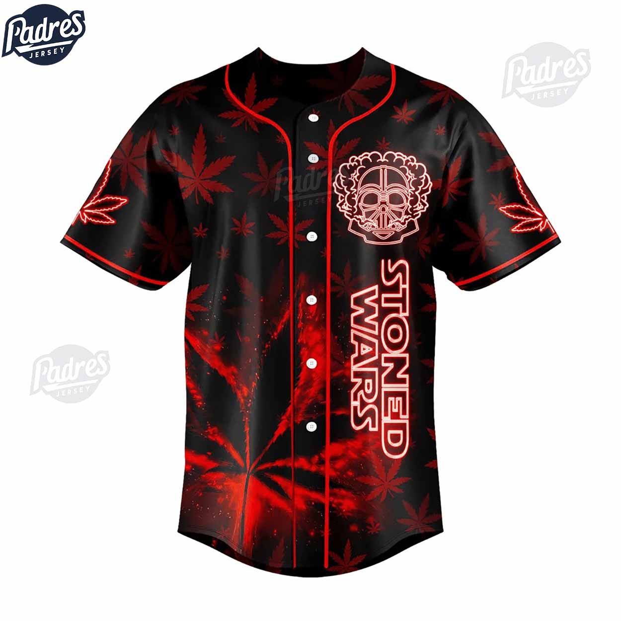 Neon Marijuana Starwars Darth Vader Baseball Jersey Style - Padres Jersey Oasis: Elevate Your Baseball Style... (Image 2)