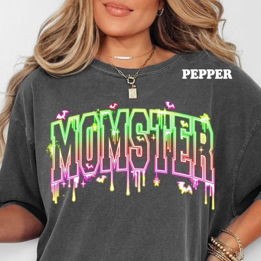 Neon Momster Shirt ~ Unisex Apparel Relaxed Fit Printed In The USA Clothing Womenswear Casual Comfort Cotton Top Athletic Boho Chic Everyday Suits