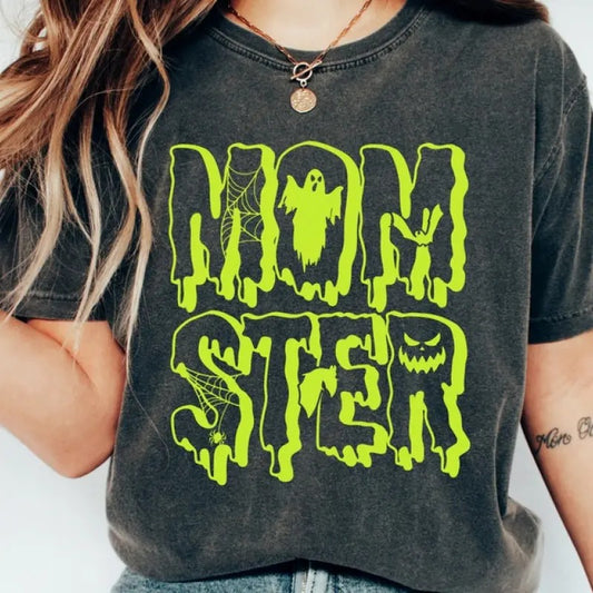Neon Momster Tee, Halloween Mom Shirt, Halloween Tee, Halloween Gifts, Fall shirt, Funny Halloween Shirt, Pumpkin Shirt, Spooky Shirt, Fall