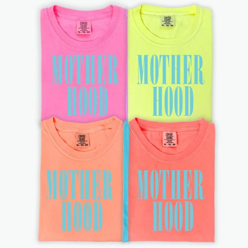 Neon Mother Hood T-shirt ~ Unisex Apparel Relaxed Fit Printed In The USA Clothing Womenswear Casual Comfort Cotton Top Athletic Boho Chic