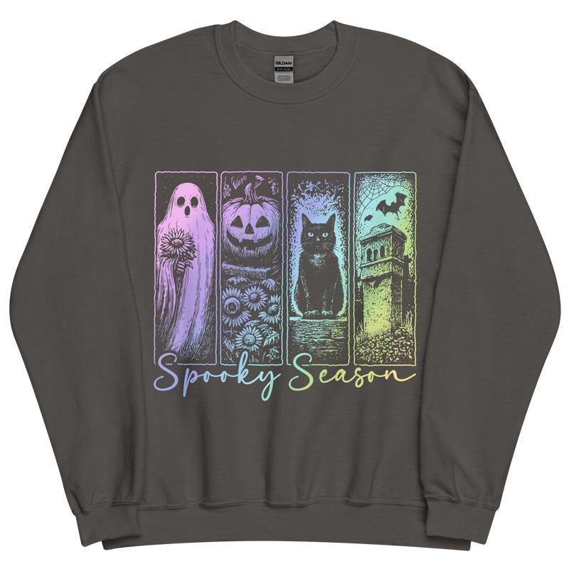 Neon Spooky Season Sweatshirt - Unisex Apparel Relaxed Fit Printed In The USA Clothing Womenswear Casual Comfort Cotton Top Athletic Boho Chic